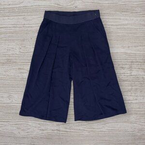 EILEEN FISHER Navy Blue Pleated Wide Leg Cropped Tencil Stretch Pants XL